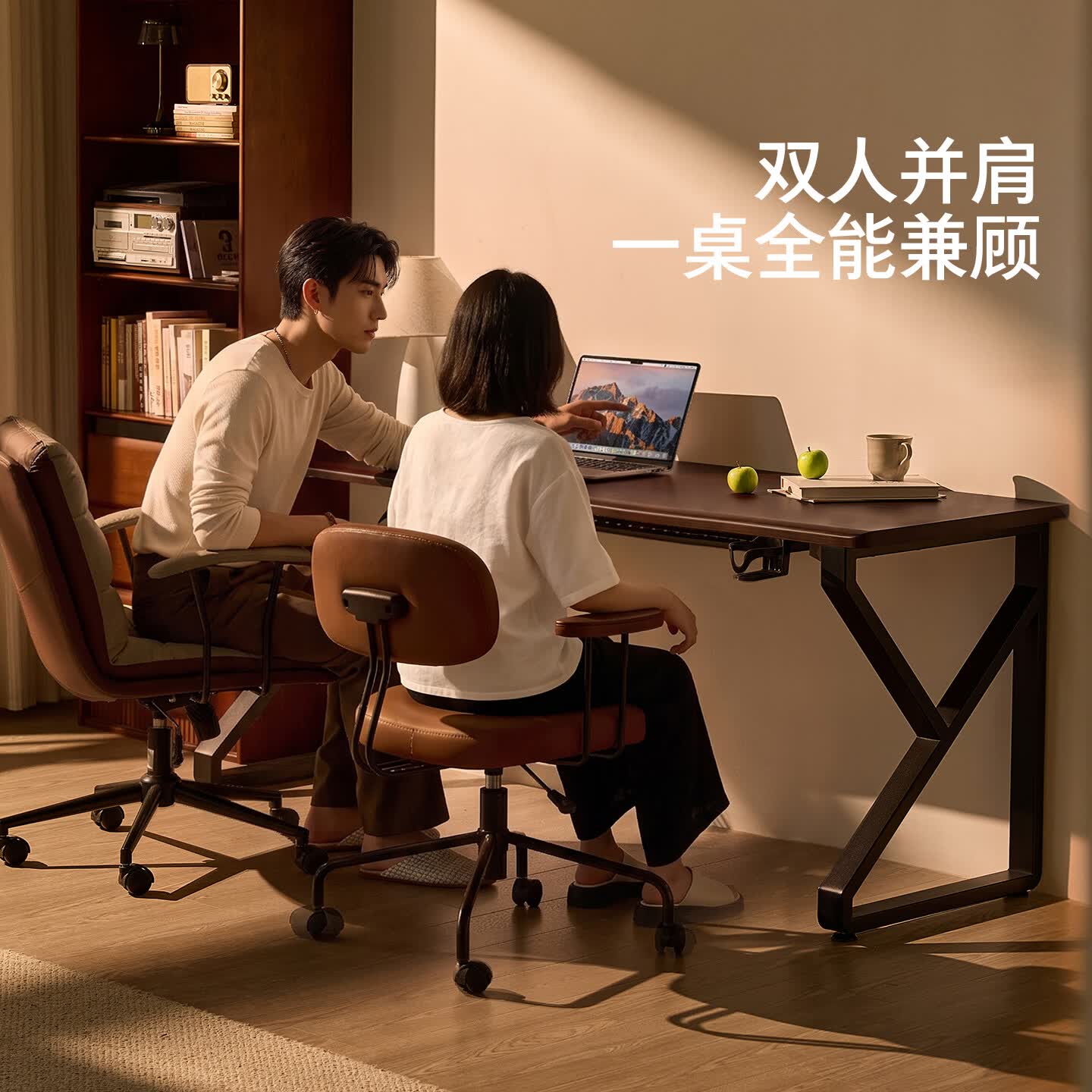 顾家家居（KUKA）电竞桌台式电脑桌家用书桌可装机械臂2026新款加宽实木办公桌子 【进口纯实木桌面专业理线】可装机械臂-K型腿长120CM 【送金属理线盒+杯架+耳机架+送货上门包安装】