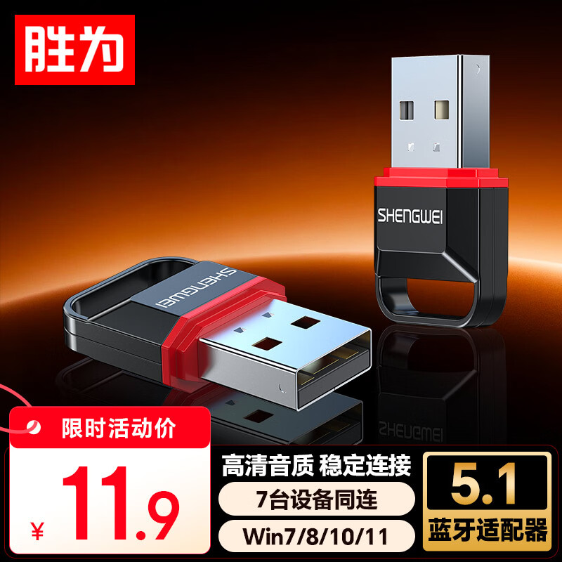 胜为USB蓝牙适配器5.1蓝牙音频接收器适用笔记本台式电脑手机无线蓝牙耳机音响鼠标键盘EBT5002G