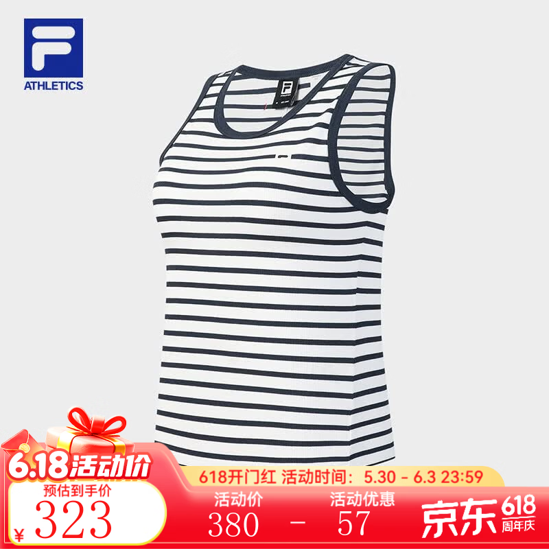 FILA孙千同款FILA斐乐针织背心女2026夏新款户外运动紧身条纹无袖上衣 魔夜蓝-NV S 160/80A/S