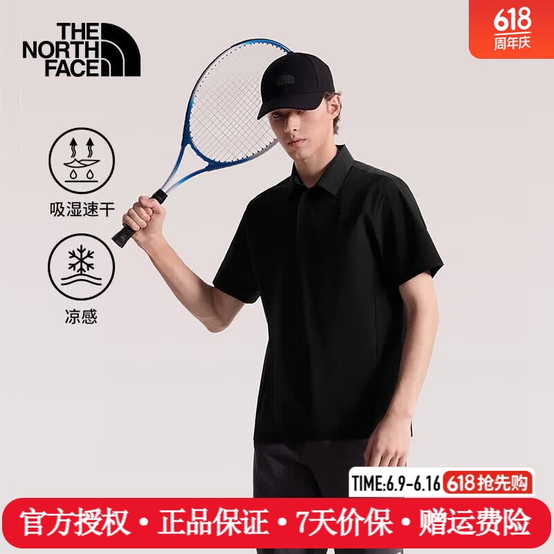 The North Face北面短袖POLO衫男26春夏新款户外运动舒适透气凉感休闲速干衣8G7N JK3/宇宙黑 M /170/92A