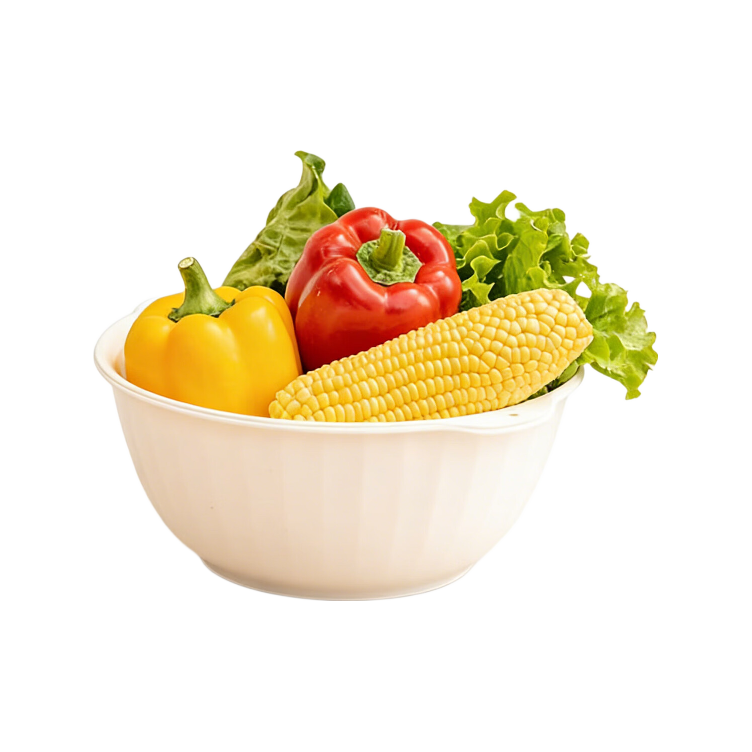 禧天龙厨房沥水洗菜篮塑料洗菜盆水果蔬菜清洗盆家用多功能洗菜盆子盆筛 4.2L大容量 可壁挂 双层盆筛 