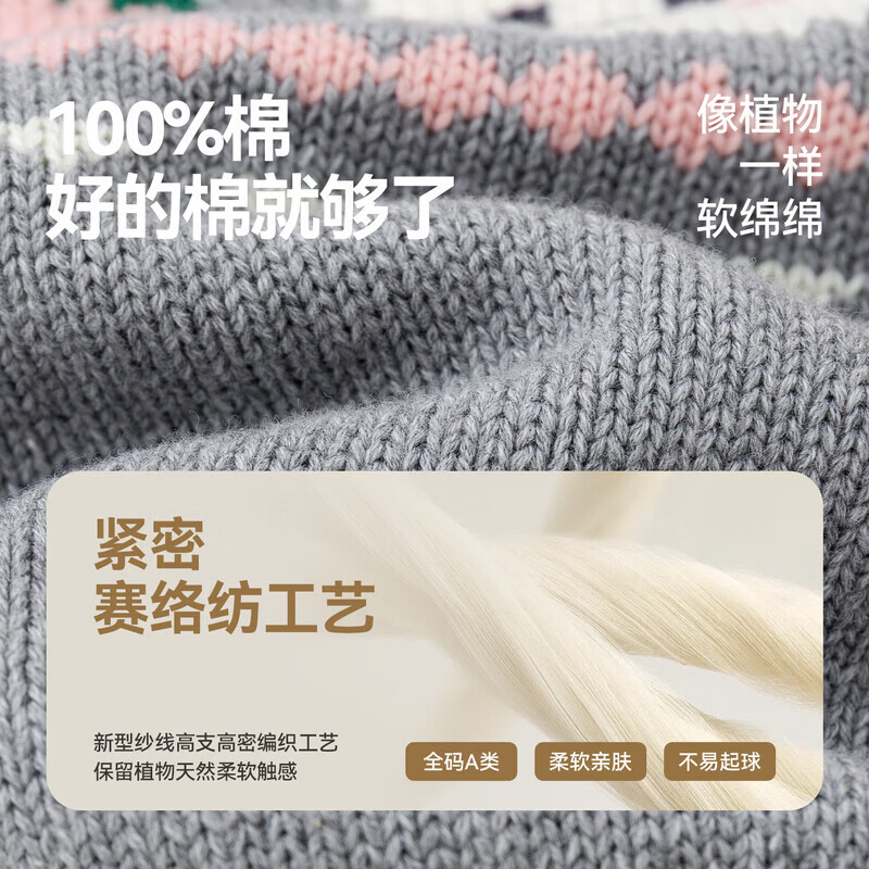 嘟嘟家【棉】女童毛衣开衫秋冬女宝针织衫洋气儿童外套衣服潮流时尚 麻灰 130