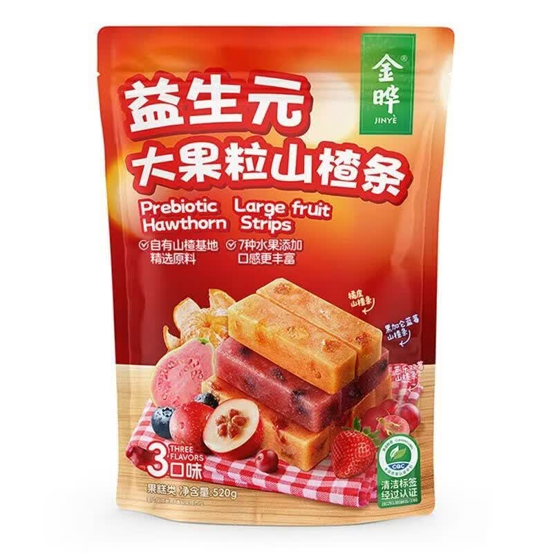 金晔益生元大果粒山楂条 520g/包 独立包装山楂休闲零食山楂条 1包