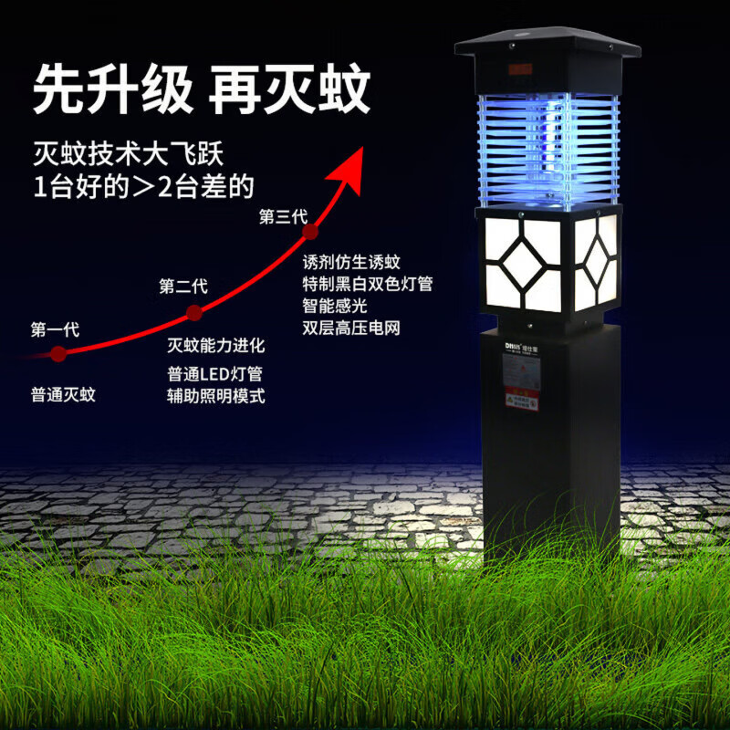 吞天蛙捕蚊机太阳能灭蚊灯神器户外庭院二氧化碳仿生灭蚊器智能激光灭蚊 【方柱太阳能款-照明/灭蚊两用+户外防水+蚊蝇蛾】 【官方直售 京质保障】