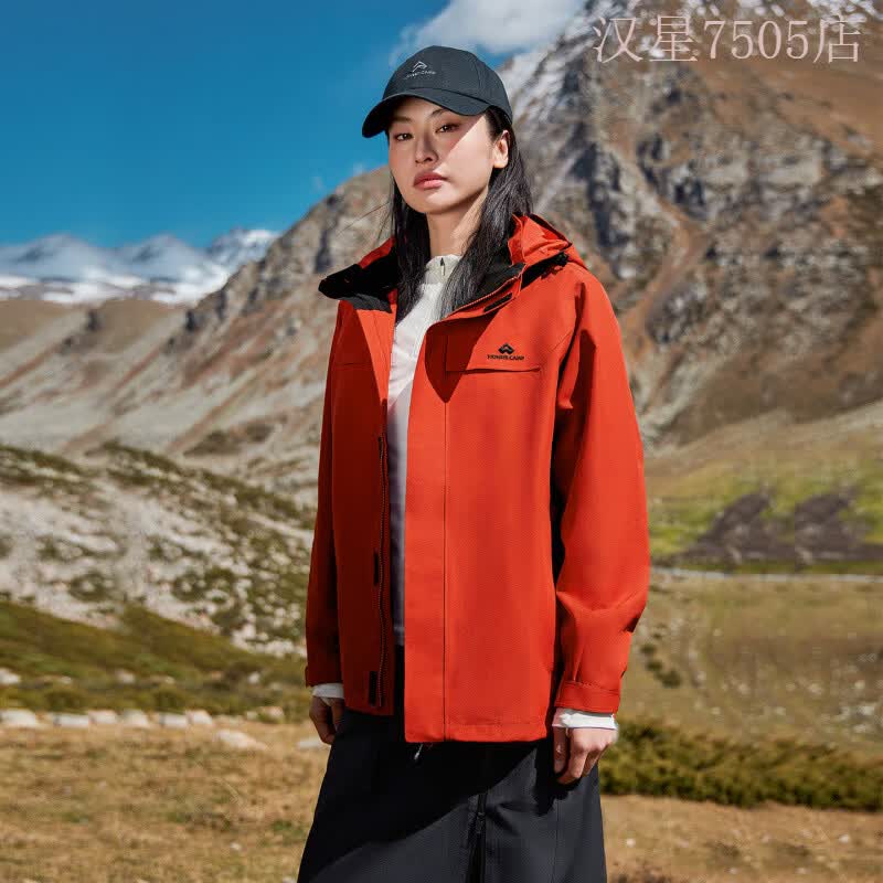 拓路者（Pioneer Camp）【朱雀冲锋衣】拓路者户外徒步登山抓绒内胆三合一男女款防水外套 【单冲无内胆】朱雀红-女款 S