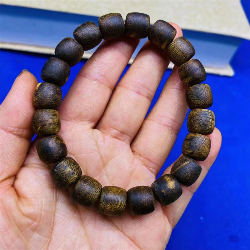 林欐欐绿奇楠沉香九沉水鼓珠随型手串10mm手链熟结树心油天然原创男女