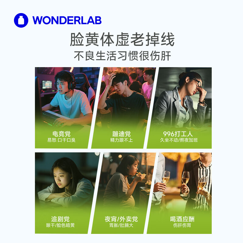 WONDERLAB奶蓟草护肝片胶囊60粒 朝鲜蓟姜黄素熬夜加班养胃养肝排毒抗炎
