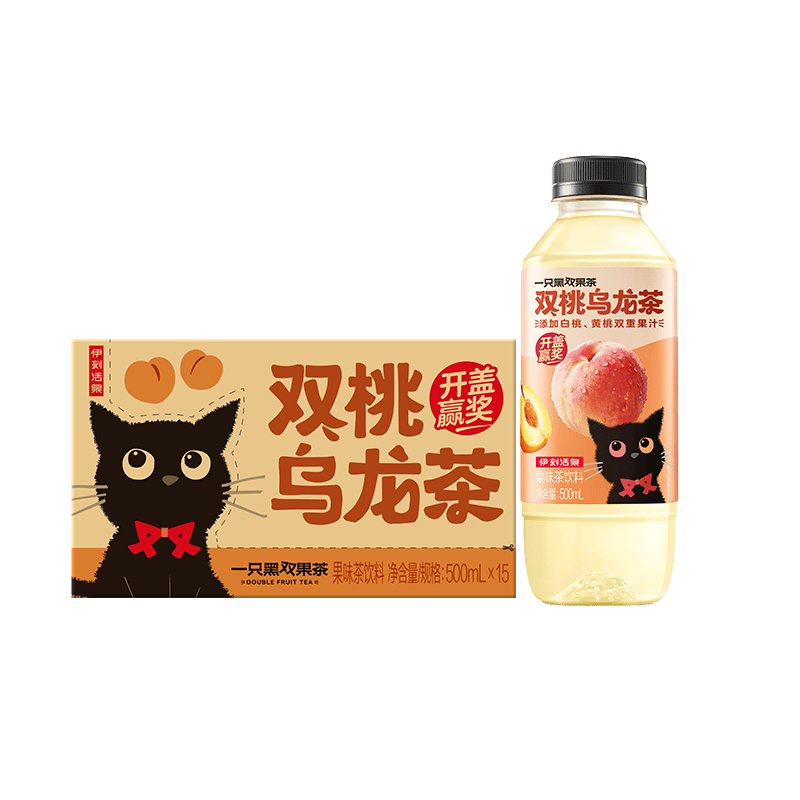 伊利伊刻活泉双桃乌龙茶500ml*15瓶整箱 100%真茶萃取