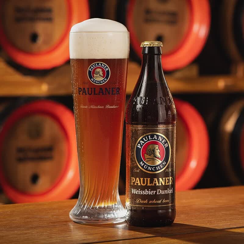 保拉纳(Paulaner)德国进口柏龙小麦啤酒500ml白啤浓色啤酒大麦拉格精酿玻璃瓶听装 【20瓶整箱】柏龙小麦黑啤500ml PH004