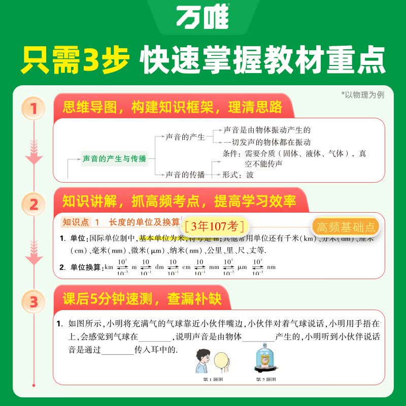 2027万唯中考基础知识手册初中小四门知识点必背人教版七八九年级课本全套语数英物化生地道历9科全套中考复习资料万维教育 27新版【化学】