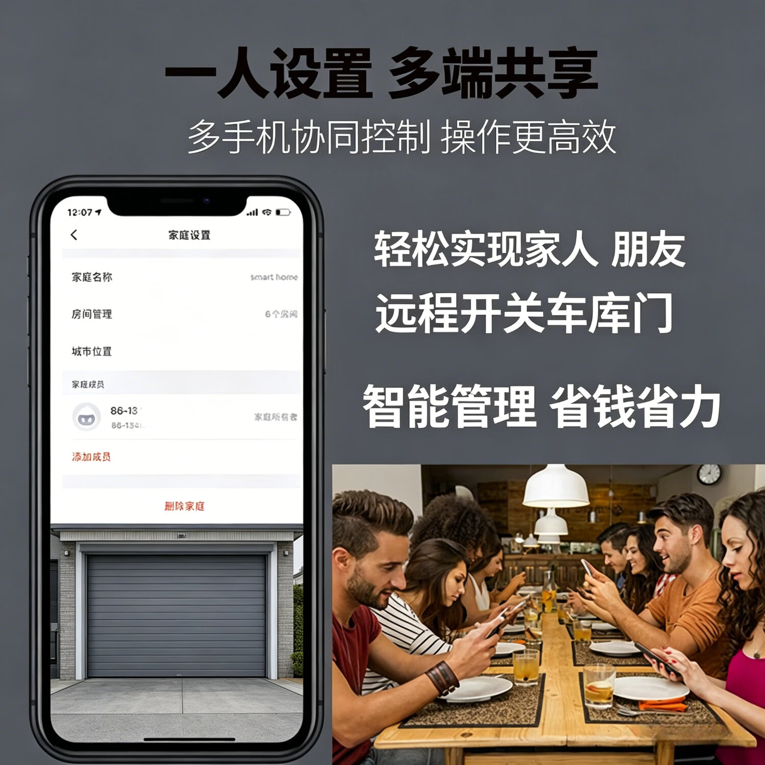 麒石手机远程控制定制翻板门车库门平移门遥控器加密芯片电动语音开门 德国索玛定制版