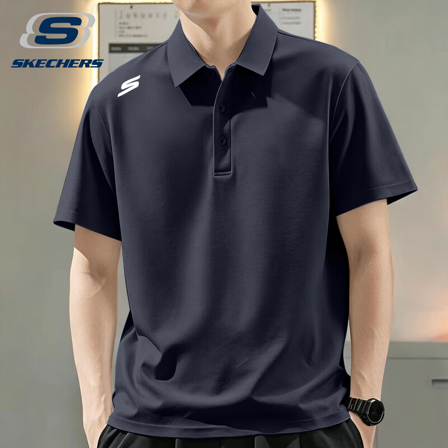 斯凯奇（Skechers）速干t恤男冰丝短袖polo衫2026新款夏季透气商务高品质上衣 -026R奥德赛灰【翻领冰丝速干】 L /175 （ 推荐120-140斤）