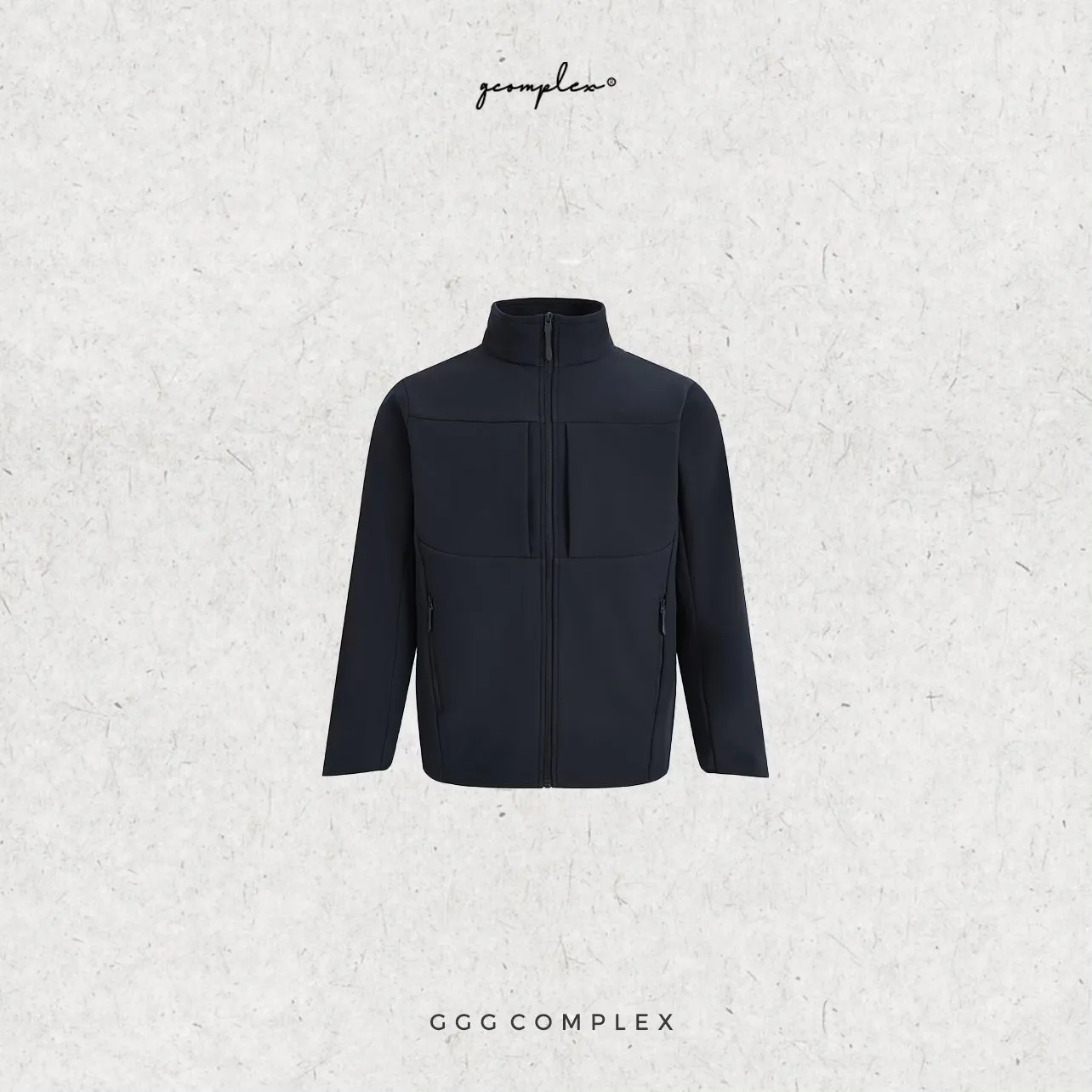 GGG COMPLEX·G哥男装/伽玛加厚max男士春季加绒软壳夹克户外商务立领外套 蓝黑色 L