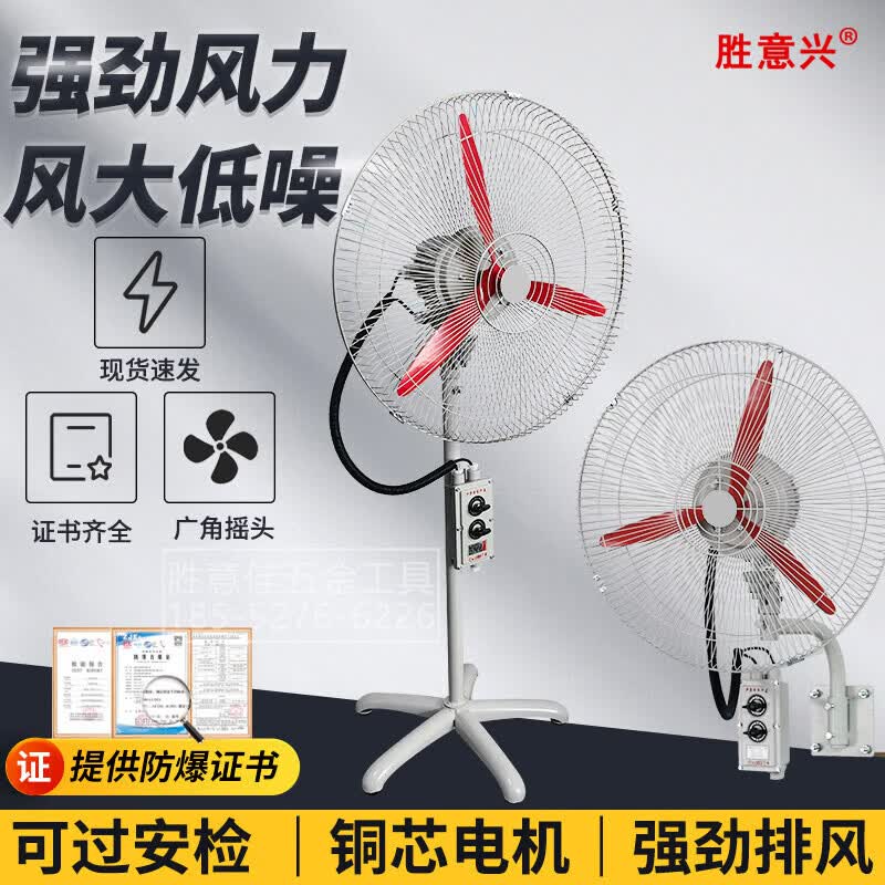 胜意兴工业风扇防爆摇头扇强力牛角扇立式落地扇可调速带防爆管摇头壁扇 官方标配【BTS-500】220V 防爆落地式