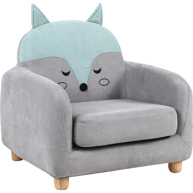 儿童沙发可爱公主宝宝沙发阅读沙发座椅可爱卡通动物椅子 蓝色小狐狸 单人