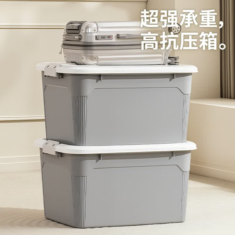 禧天龙 加厚收纳箱大号强韧性塑料衣物书籍零食整理箱储物箱 樱草蓝55升3个装 57.8*43.3*33.3cm 升级新材料 实测不虚标