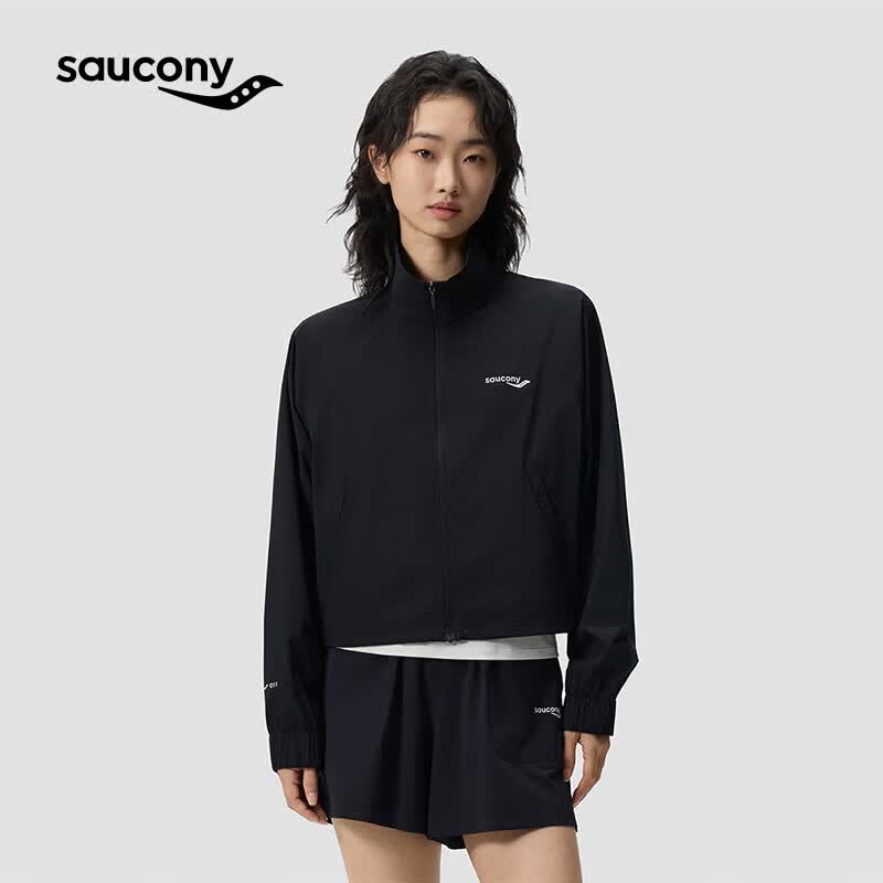 SAUCONY索康尼26春夏新品女子都市生活哑光立领运动风外套 正黑色 M