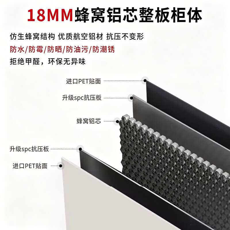 博翼蜂窝铝合金餐边柜一体靠墙客厅酒柜茶水柜现代简约厨房定制储物柜 【暖白色】120*40*230cm