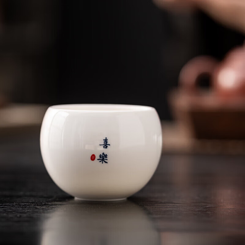 【工厂直发】羊脂玉瓷品茗杯陶瓷茶杯功夫茶具日式龙蛋杯功夫单杯 羊脂玉瓷主人杯-静心