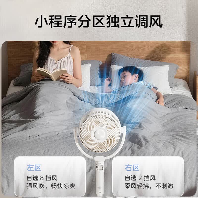 美的(Midea)【变频轻音】空气循环扇直流变频电风扇落地扇安睡一级能效节能风扇桌面3D摇头台扇净化驱蚊电扇 语音款丨【双区调风+双重抗菌】 24DXS