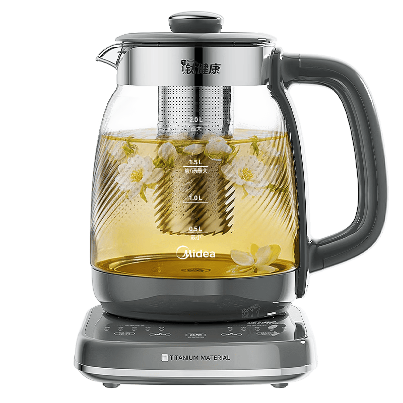 美的（Midea）【价保618】纯钛养生壶2L全自动大容量2000W速沸烧水+茶篮家用电热水壶花茶壶恒温YS20P705-Ti