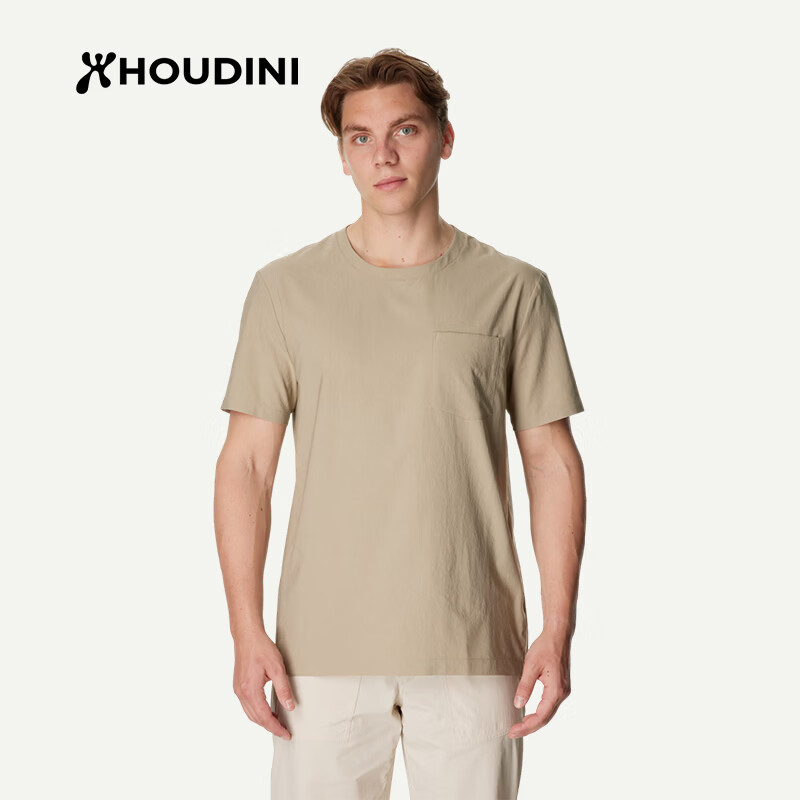 Houdini胡丁尼 Cover Tee 守护男户外26夏季防晒圆领清爽短袖T恤 Powder Green（影青蕨） II代 M