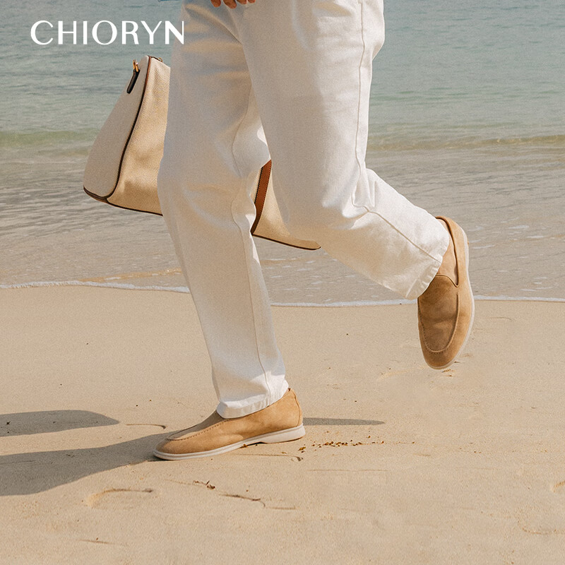 CHIORYN羊皮chioryn青润夏季羊皮LP乐福鞋summerwalk一脚蹬送父亲礼物 A4-1米黄色 summerwalk 39 (250mm)