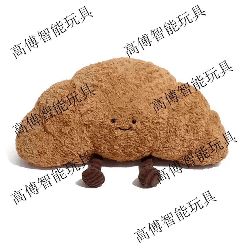 CLCEY可爱创意牛角包异形玩偶抱枕生日礼物客厅沙发办公室腰靠床头靠垫 焦糖色 65*30*25cm