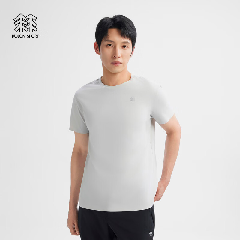 KOLON SPORT/可隆户外休闲衣 男抗菌接触凉感UPF40+冷黑短袖T恤