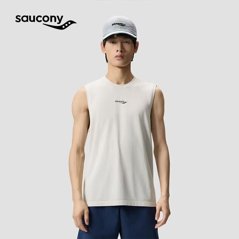SAUCONY索康尼男子26春夏新品跑步训练凉感速干运动背心 月影灰 2XL