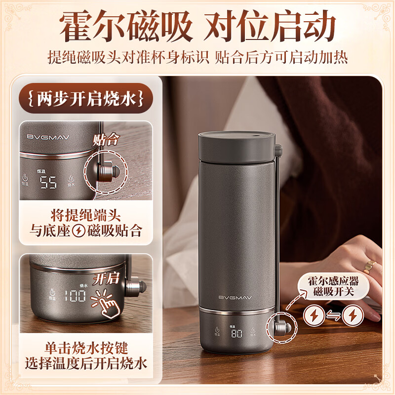 宝威玛(BVGMAV)便携纯钛烧水壶恒温电热热水壶出差旅行家用便携式保温一体烧水杯2026新款自动断电开水壶电热水瓶 0.4L 【含钛量99.9%】便携式纯钛烧水壶