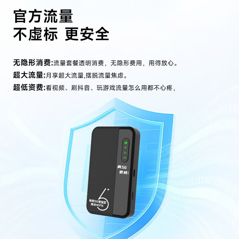 探引力5G随身WiFi轻量版户外宽带商务旅行必备月1500G大流量路由器免插卡直营真5G 新款5g随身wifi