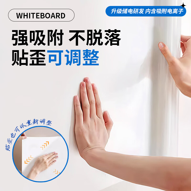 千棵树静电白板贴家用墙面吸附可移除不伤墙儿童早教画画可擦写无痕墙贴 【静电无胶】抗菌防霉加厚白板贴 宽90cm*长5米