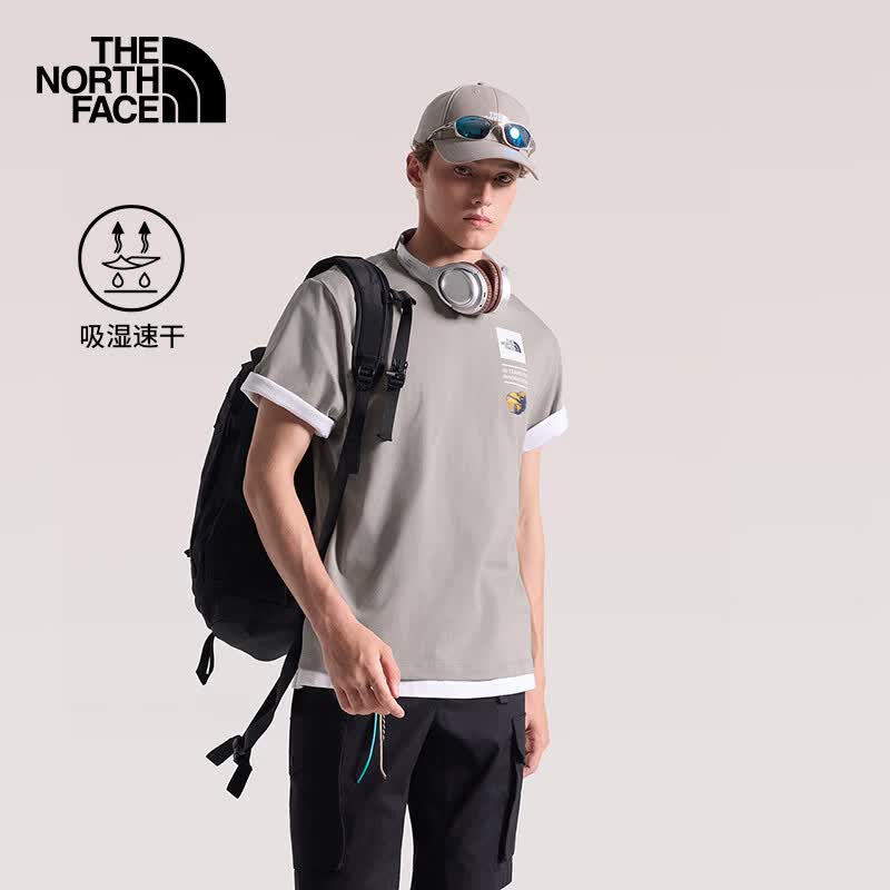 北面（The North Face）棉感T恤男户外防晒运动吸湿圆领短袖 8GX9 2MB XL