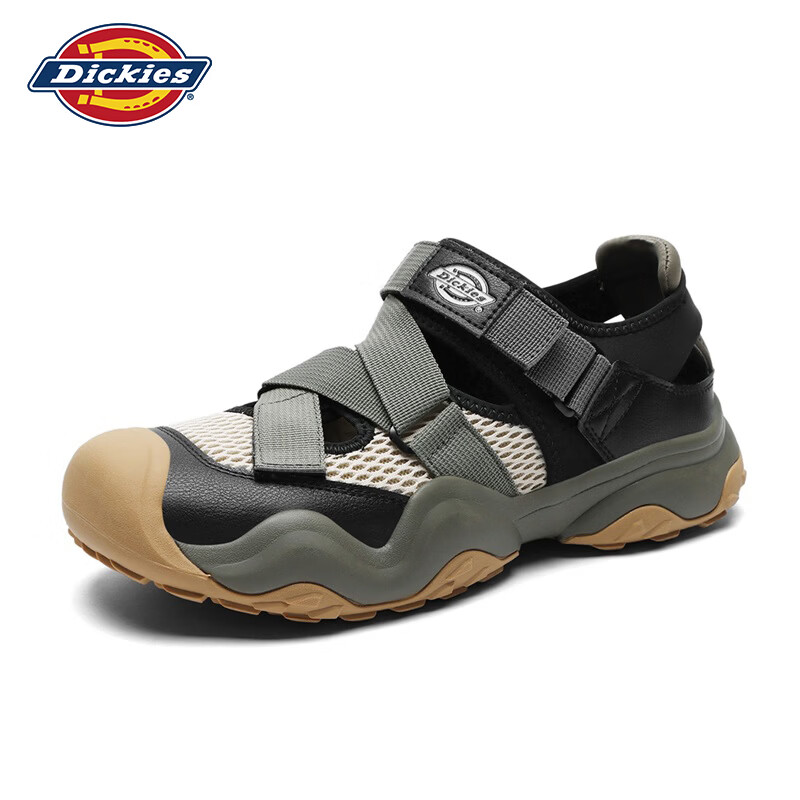 Dickies品牌男鞋2026夏季新款轻便防撞包头男凉鞋厚底缓震户外休闲潮鞋男 橄榄绿 44 44/270(2.5)