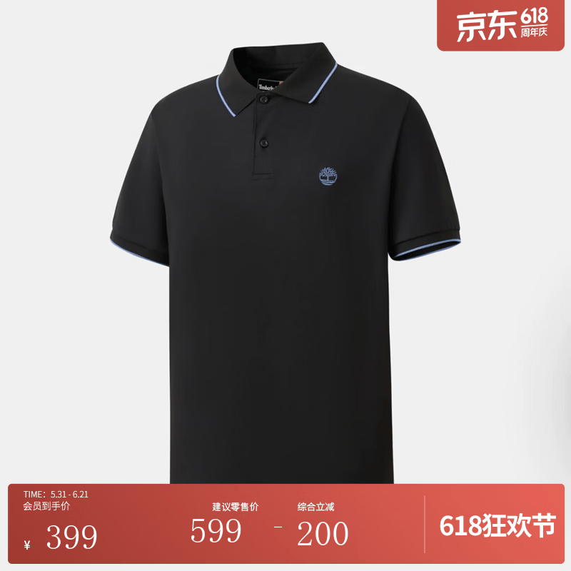 添柏岚（Timberland）官方男装POLO衫短袖快干凉感通勤|0YHFN 0YHFN001/黑色 M