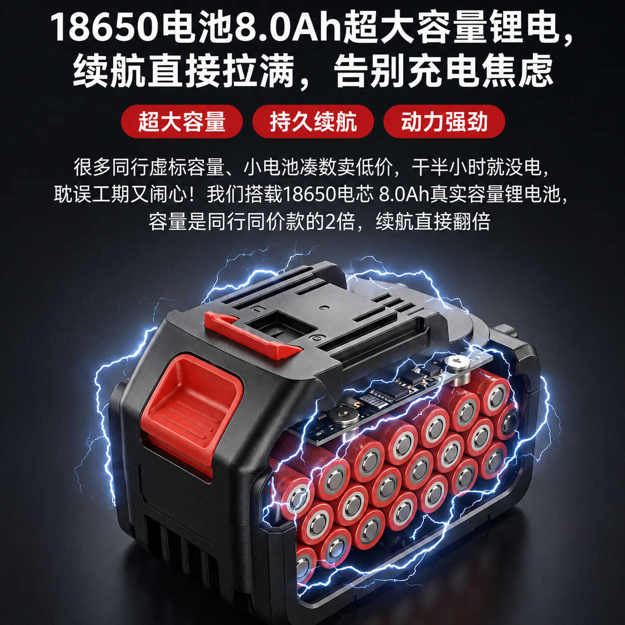 品东新城质角磨机锂电池切割机无线砂轮机切割片充电正品手持家用工业 大功率纯铜无刷【纸盒装无配件】 20节电芯8.0Ah两电一充