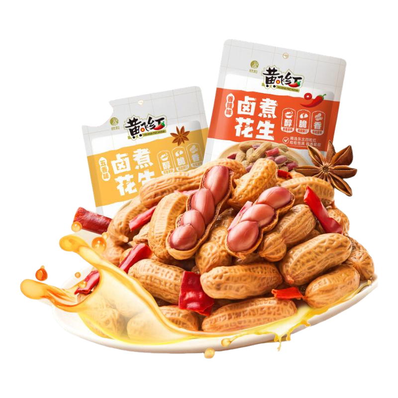 黄飞红麻辣花生分享装多规格露营野餐休闲零食坚果下酒菜下酒花生米 【双拼】香辣+五香味258g*4袋