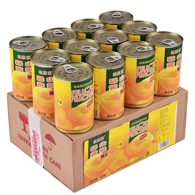 桃顺意黄桃罐头整箱砀山特产新鲜糖水水果 黄桃罐头【12罐装*425g】