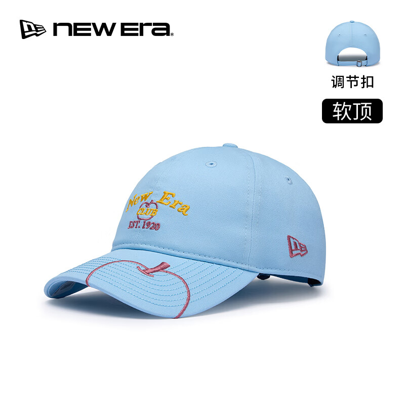 NEW ERA纽亦华26新品趣味水果刺绣弯檐棒球帽男女同款软顶NE920 14904965-蓝色 可调节