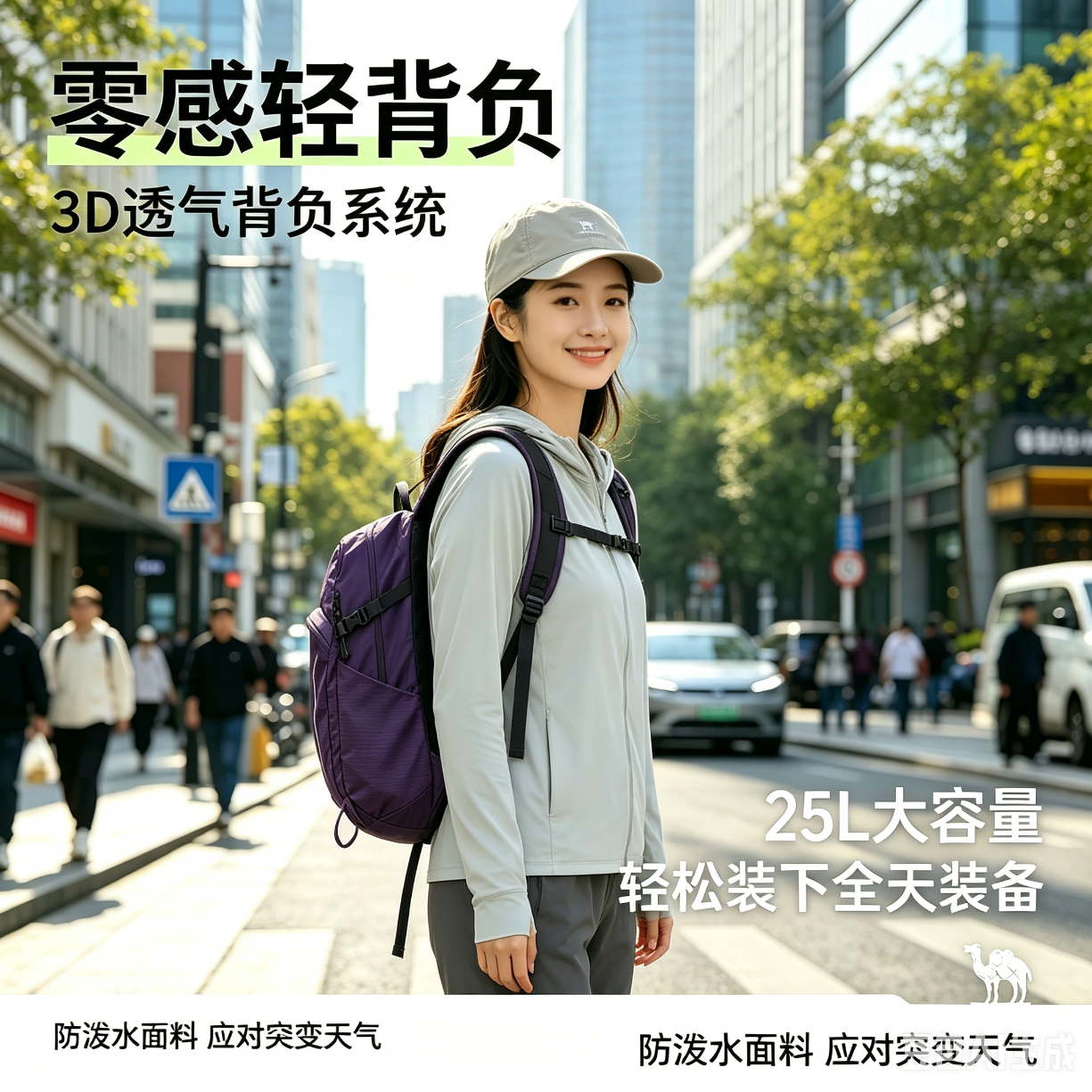 骆驼（CAMEL）登山包户外运动双肩包轻便徒步爬山骑行越野背包