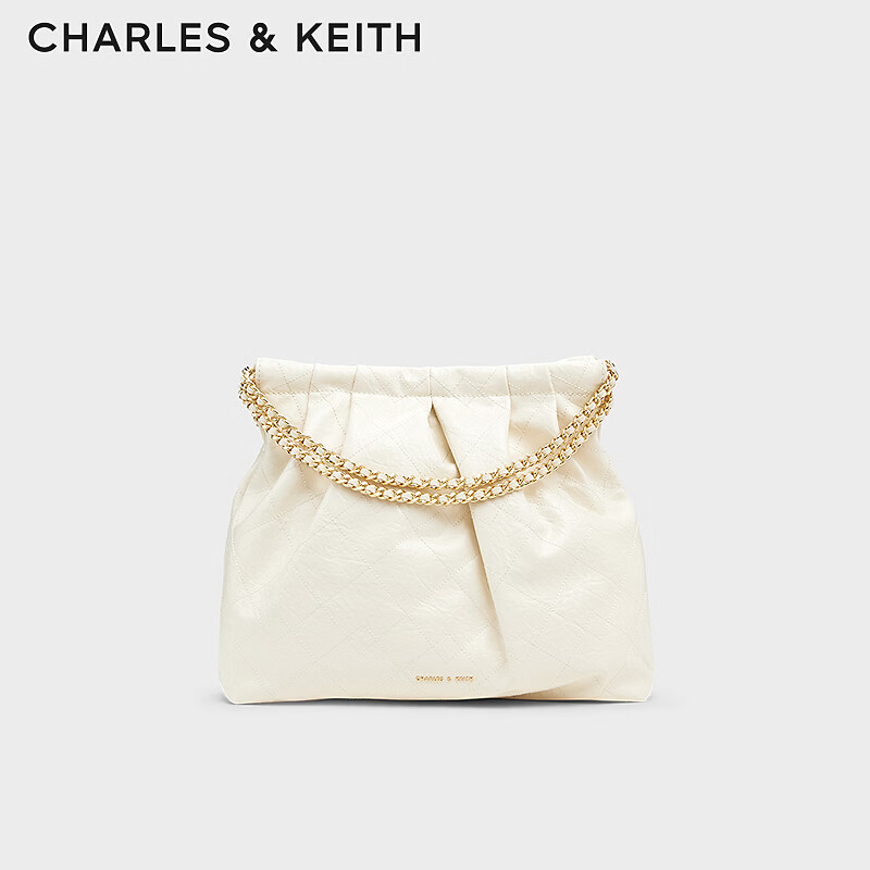 CHARLES&amp;KEITH子母链条大容量流浪包托特包单肩斜挎包女包生日礼物CK2-40671449 【L号】Cream奶白色 L