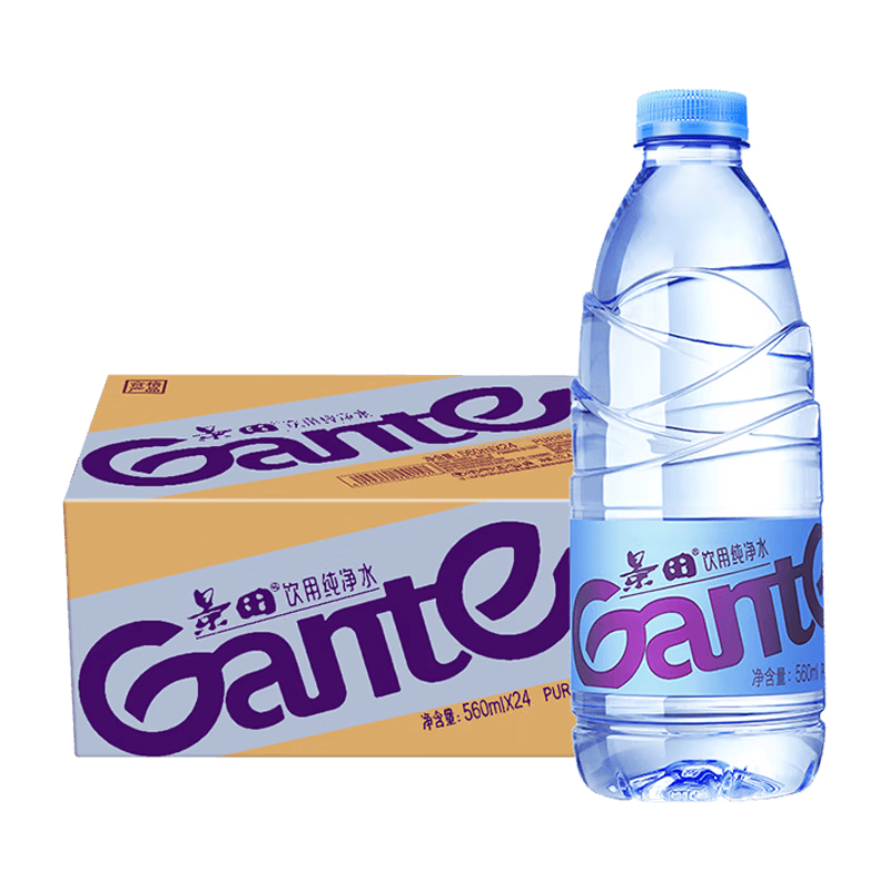 景田饮用纯净水 会议办公用水整箱装 家庭健康饮用水 560ml*12瓶整箱
