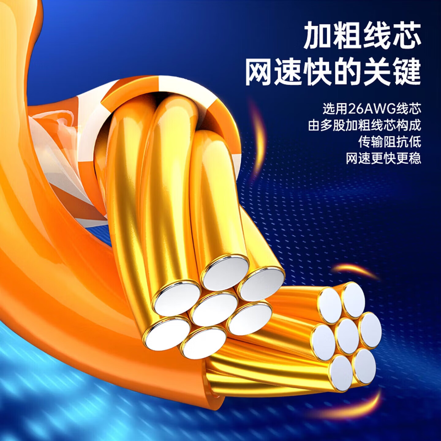 纵鹏网线超六类千兆高速带水晶头商用家用工程用国标电脑宽带路由器监控连接线网络跳线 橙色 3米