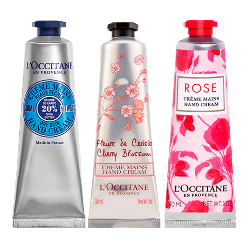 欧舒丹（L'OCCITANE）法国进口欧舒丹护手霜系列秋冬季保湿滋润深度护理防干裂送礼 乳木果樱花玫瑰30ml*3礼袋装