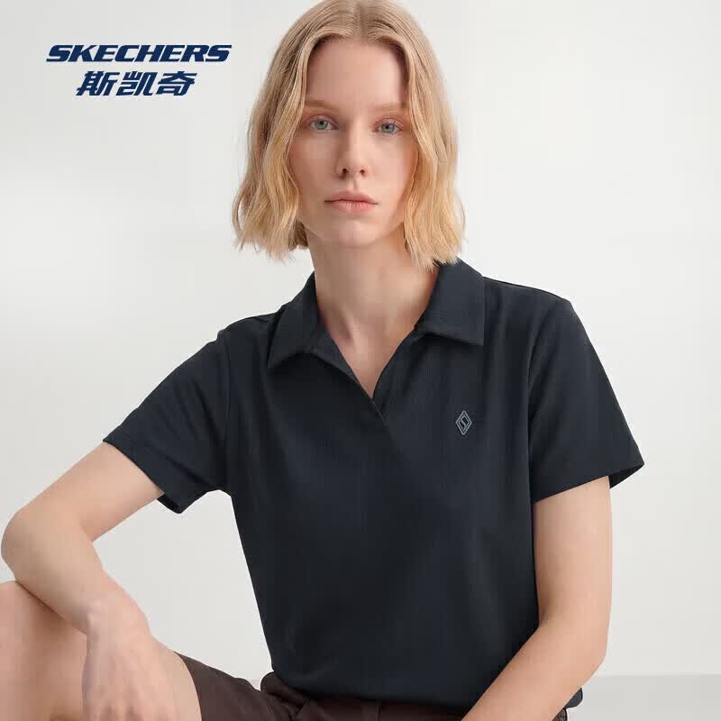 斯凯奇（Skechers）(Skechers)女士2026新款春夏季吸湿针织短袖POLO衫舒适百搭 瓦肯 M