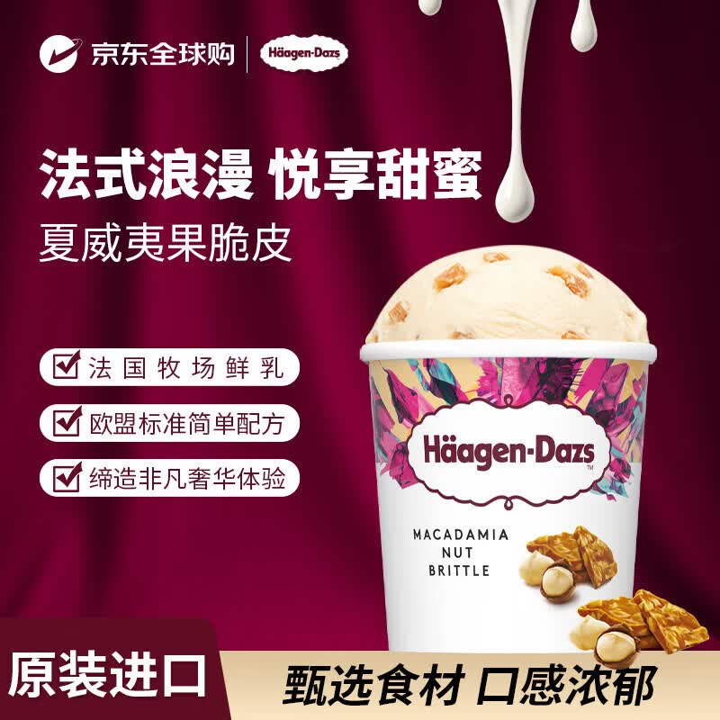 哈根达斯（Haagen-Dazs）夏威夷果薄脆冰淇淋460ML/桶