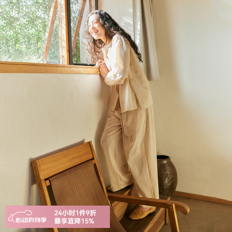 朵朵·可可好睡眠推荐26春夏季新款纯棉提花ju柔软睡衣套装女 杏色 M (160)