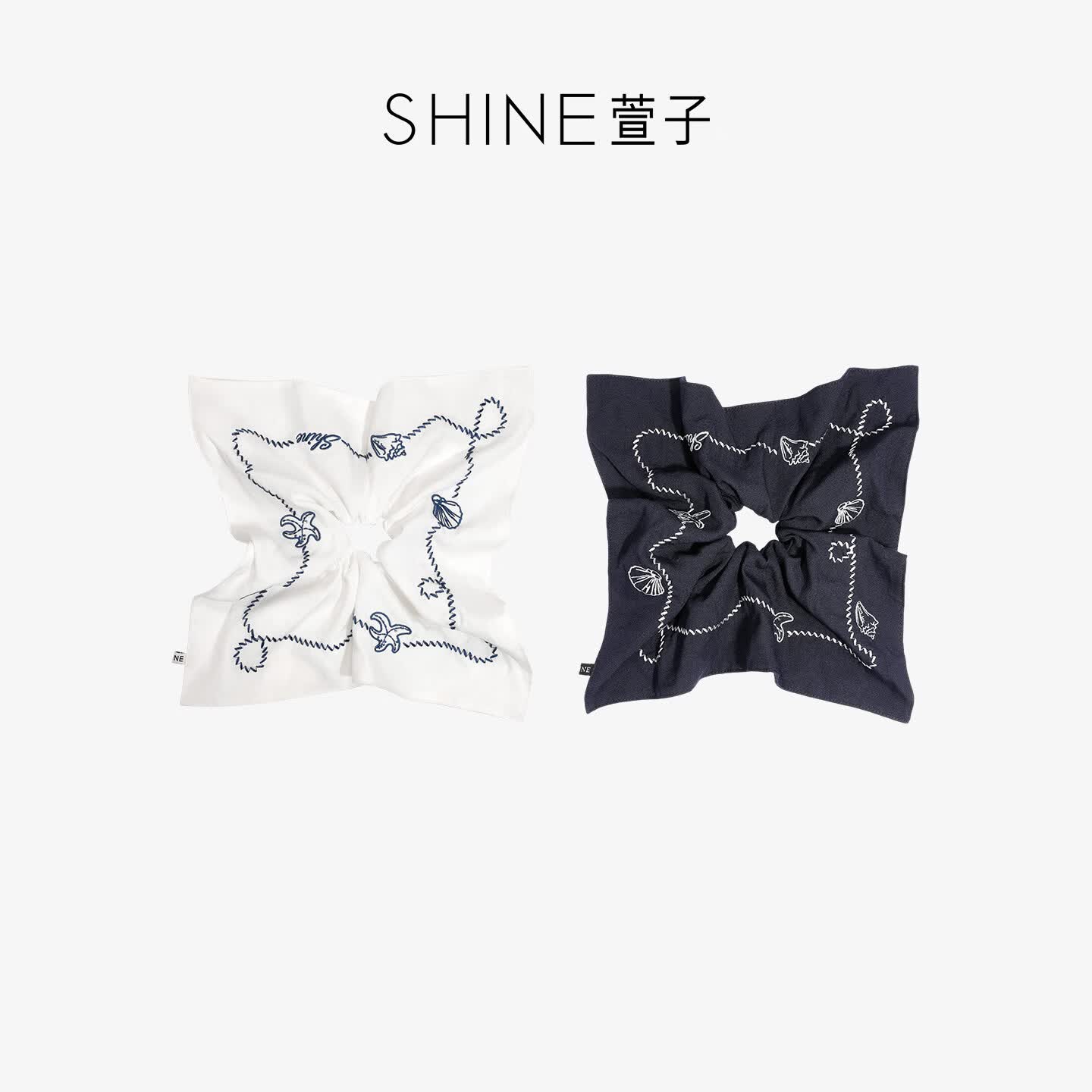 萱子（SHINE）[商场同款]贝壳海屿系列优雅精致方形发圈设计感度假风发绳皮筋 藏青色 1个 京东折扣/优惠券