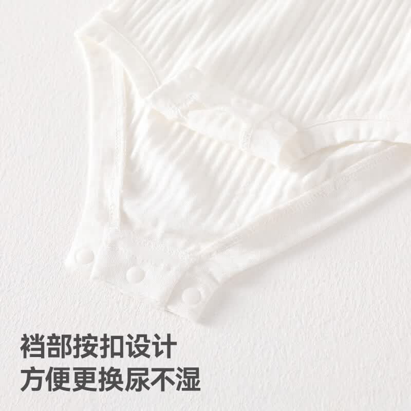 贝肽斯婴儿衣服夏季薄款男女童a类吊带连体衣外出包屁衣居家睡衣 水蓝+本白 90cm